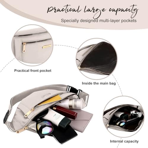 Bum Bag Lightweight Waterproof Waist Pack Adjustable Strap Crossbody Bag Fanny Pack for Travel Sports Daily Use (White) — view 4