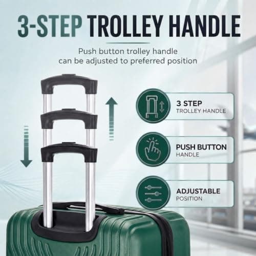 DK Luggage 28 Inch Large Hard Shell Suitcase 4 Wheel Spinner Checked Luggage, 23kg – 27kg Capacity ABS25 (Dark Green, 28" Large) — view 4
