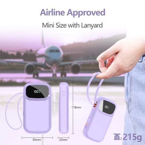 Power Bank 10000mAh Fast Charging Portable Charger with Built-in Cables PD22.5W Small USB C Battery Pack with 4 Outputs 2 Inputs Portable Backup Battery Compatible with iPhone iPad Tablets — view 3