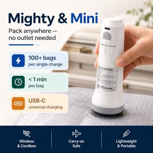 Vacuum Storage Bags,16 Pack Travel Vacuum Bags with Wireless Electric Pump — view 3
