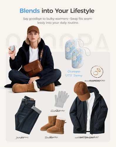 OCOOPA Rechargeable Hand Warmers 2 Pack, 0.6'' Ultra Slim, Fits in Gloves & Pockets, UL Certified, 3 Levels Heating Electric USB Hand Warmer, Gifts for Women Men Her Mum, UT5 Sway — view 6
