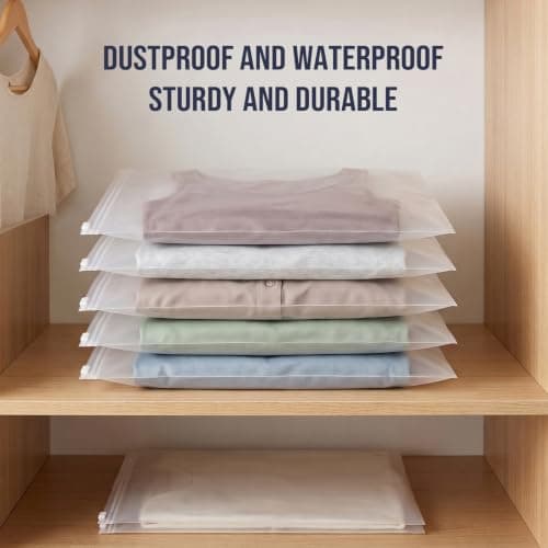 Reusable Ziplock Bags for Clothes,20 Pcs 40x30cm Plastic Large Clear Bags for Travel Waterproof Packing Bags for Clothes Shoe Cosmetics — view 6