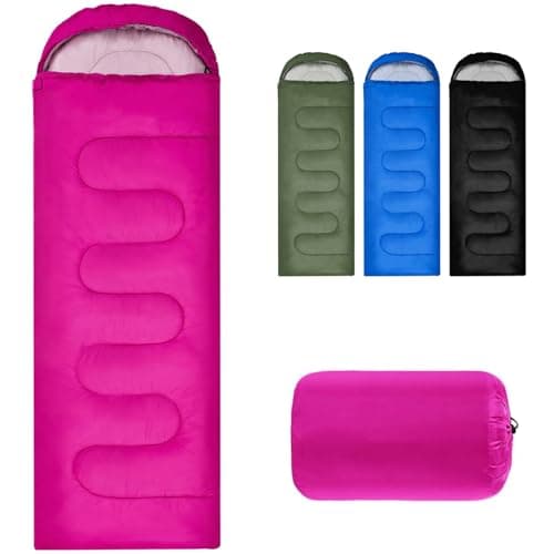 Outdoor Sleeping Bag for Camping, Adult Blanket, Small Packed Size, Ultralight Carry Bag, Soft, Thick and Warm, for Outdoor Camping, Travel, Hiking, for 3 Seasons (Rose)