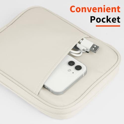 HoYiXi Universal Sleeve Bag for 6",6.8",7" Kindle Paperwhite/Colorsoft 2024-2012 Compatible with 6"-6.8" All-New Kindle/Kobo/Tolino/Sony,6" EReader with Anti-Drop Protective Cover,White — view 6
