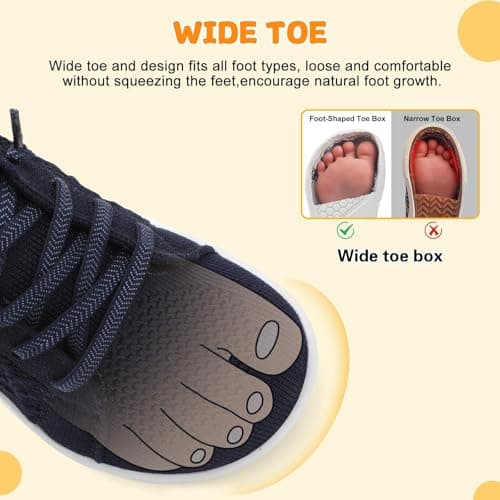 JIASUQI Toddler Boys Girls Barefoot Shoes Kids Wide Minimalist Sneakers Zero Drop Non-Slip Walking Shoes Breathable Flexible Tennis Shoe(NavyBlue 27,UK Size 8.5) — view 3