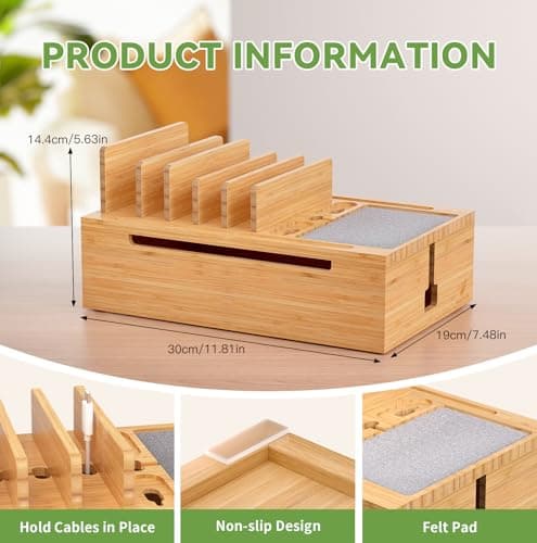 Pezin & Hulin Bamboo Charging Station for Multiple Devices Natural — view 4