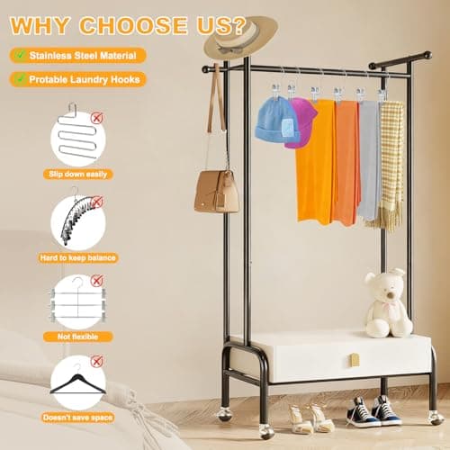 20 Pack Trouser Hangers w/Rubber Coated, Portable Hanger Clips for Travel, Leggings Organizer for Closet Space Saving, Holds Hats Boots Skirts Shorts Jeans (Grey) — view 6