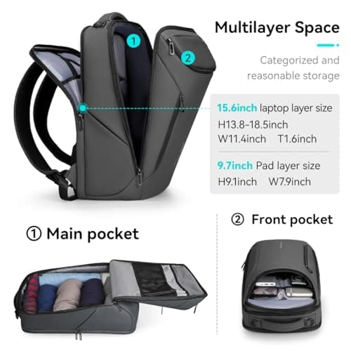 MARK RYDEN mens backpack Large Capacity waterproof laptop backpack business men with USB Charging Port for Official Travel Hiking Pack Fits Under 17.3 Inch Laptop — view 4