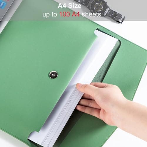 Oaygat 2 pack A4 Faux Leather Envelope Document Multifunction Travel Document Folders Stationery Organizer Folder Bag Portfolio File for Paper Letter File Folder with Snap Closure Stationery Organizer — view 3
