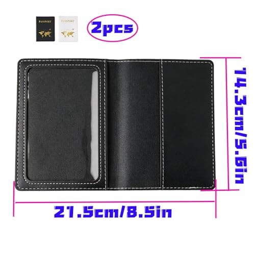 2 Pcs PU Leather Passport Holder Passport Cover Envelope Bag Travel Wallet for Passport and Tickets Boarding Pass, ID Cards, Credit Cards, Slim Passport Wallet for Men and Women — view 2