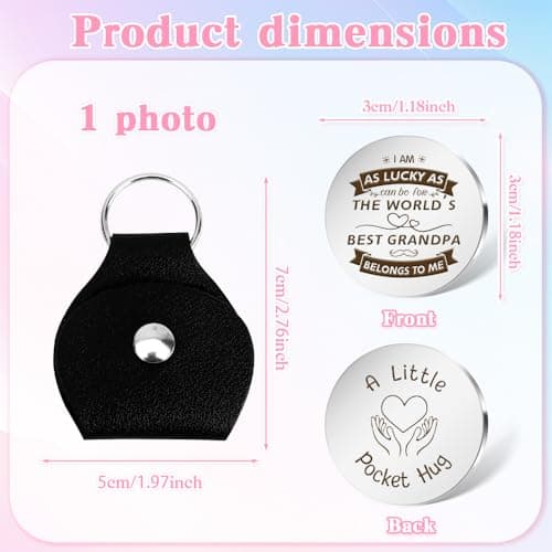 Yeeaulpa Grandpa Gift Fathers Day Pocket Hug Gifts for Grandpa Best Grandad Birthday Presents Grandparent Presents from Grandchildren Valentines Father's Day Keychain Easter Halloween Christmas — view 2