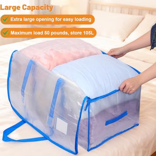 Dntorx 4 Pack 105L Moving Bags Clothes Storage Bags Drom Packing Box, Blue — view 4