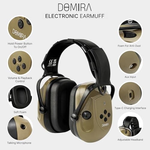 DOMIRA Kids Ear Defenders SNR 26 – Noise Cancelling Ear Muffs for Children, Hearing Protection for School, Travel & Shooting – Lightweight Adjustable Headphones (Brown) — view 2