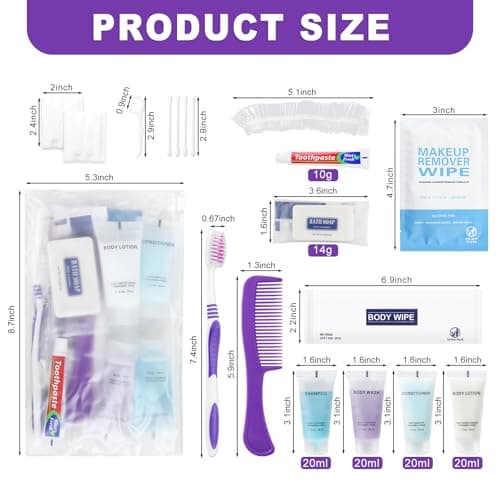 Pack of 5 Basic Toiletry Kits, Individually Packed, Personal Hygiene Kit Bulk Homeless Care Package Supplies, Travel Size Convenience Kits Suitable For Hotel, Home, Camping, Travel — view 2