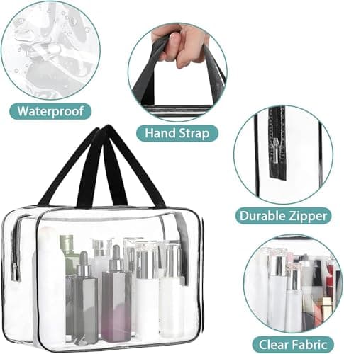 10 Pack Clear Toiletry Bags, PVC Travel Wash Bags with Handles and Zips — view 4
