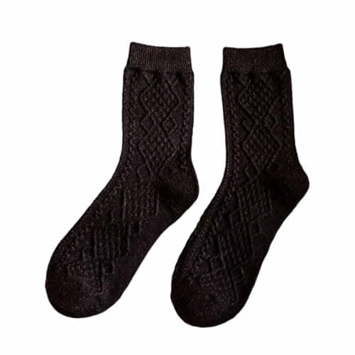 KIXZSAZ 2PCS Thermal Socks Thickened Solid Retro Wool Sock Coldproof Durable Stockings Footwear Winter Travel Birthday, Coffee