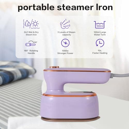 Travel Steam Iron for Clothes, Portable Mini Handheld Lightweight Steamer, 180° Rotatable,Ironing & Steaming 2 in 1,Dorm Room Essentials,Garment Hand Multi-directional Applicable Steamer ﻿ — view 2