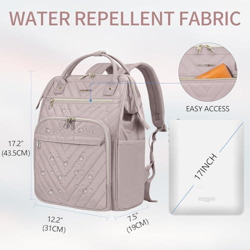 VANKEAN Laptop Backpack Women, 17.3" Computer Backpacks College Work Pink — view 2