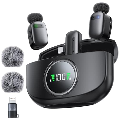Pnitri Mini Wireless Lavalier Microphone with Charging Case for iOS/Android