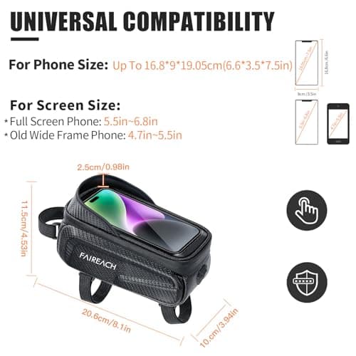 Waterproof Bike Handlebar Bag With Phone Holder, Bike Frame Bag For 6.8" — view 6