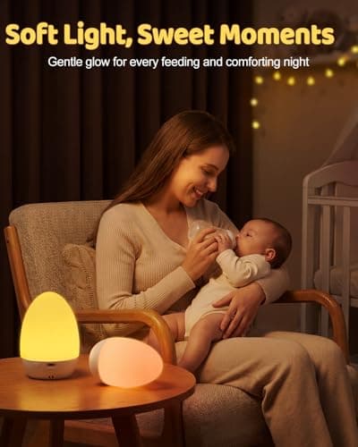 Egg Light Baby Night Light - 2600mAh Rechargeable Bedside Lamp with 3 Color Temperatures + 12 RGB Colors, Touch Dimmable, Battery Lamp for Newborn, Night Feeds, Toddler, Kids, Perfect Baby Essentials — view 4