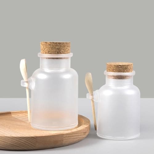 HEANUJJ Refillable Jars and Skincare Sub-packaging with Cork Lids 4 Sets and Wooden Spoons, 200g Matte Sealed Storage Bottles Sample Toiletries Containers for Travel — view 4