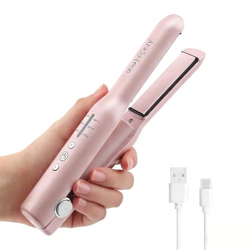 Cordless Hair Straightener Travel for Short Hair, Pink