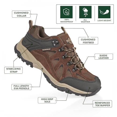 Northwest Territory Steen Men's Waterproof Walking Shoes, Brown, Size 9 — view 3