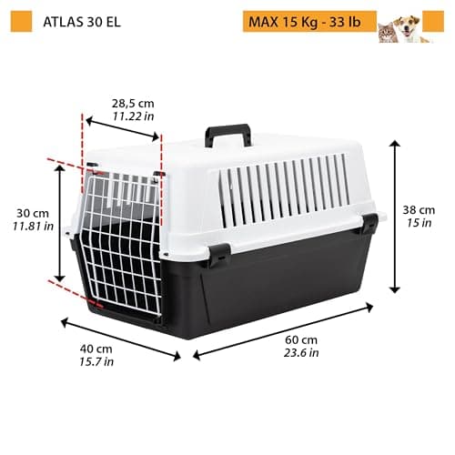Ferplast Dog Carrier, Secure, Practical, Easy to Clean, Durable Medium Dog Travel Box Cage up to 15 Kg. 60 x 40 x h.38 cm. Black — view 3