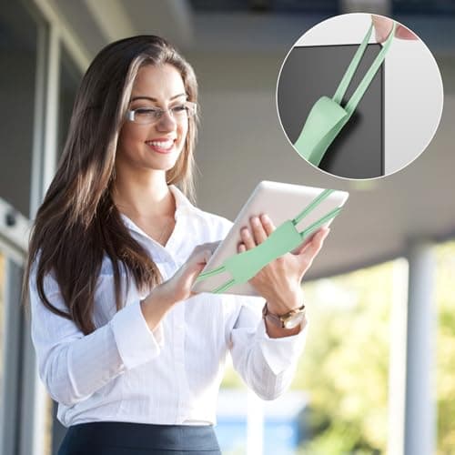 Comfortable Hand Strap Holder Compatible with Kindle, Stretchable Finger Grip for 4.7-8 Inch Screens, Light, Ideal for Bed Reading & Travel, Fits Kobo, Voyage, Paperwhite, Oasis, Kindle Fire (Green) — view 6