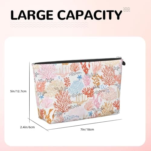 Silver Leather Travel Toiletry Bag â€“ Reusable Coral Reef Print Storage Bag, Toiletry Shaving Kit for Daily Use, Vacation — view 5