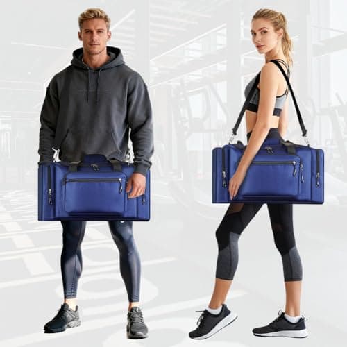 OSDUE Sports Duffle Bag, Gym Duffle Bag for Women Men,35L Waterproof Travel Sports Duffel with Shoulder Strap Holdall Holdall Overnight Weekend Bags for Gym Travel Swimming, Blue — view 4