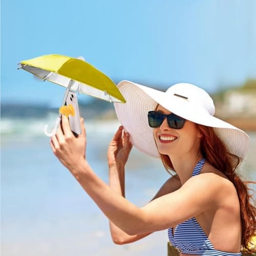 QYEHF Anti-Glare Phone Umbrella Sun Shade, Holder with Suction Plug for Car Navigation Sunscreen, Mini Sunscreen Travel Cell Phone Umbrella, Smartphone Outdoor Stand (yellow) — view 4