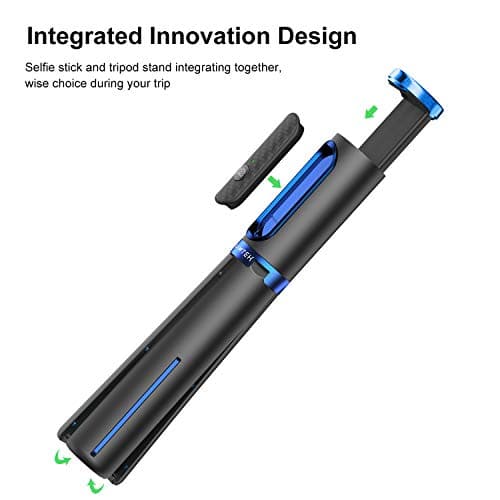 ATUMTEK Selfie Stick Tripod, 3-in-1 Extendable Aluminum Phone Tripod with Detachable Bluetooth Remote, Compatible with iPhone 17/16/15/14/13/12/11/11 Pro/XS Max/XR and Samsung Smartphones, Blue — view 2