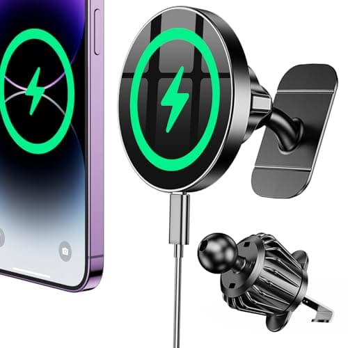 Coolpow for Magsafe Car Mount Charger【100% Stable】15W Magsafe car charger for Dash Vent【Super Magnet】Magnetic Phone Holder for Car Accessories Phone Holder Wireless Charger for iPhone 17 Pro Max 16 15