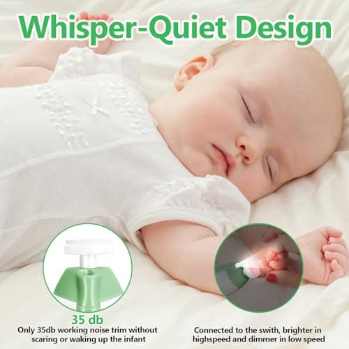 Qunlions life Baby Nail Trimmer Electric, 6 in 1 Rechargeable Baby Nail Clippers Manicure Set Grooming Kit for Toddler Infant or Adults (Green) — view 6