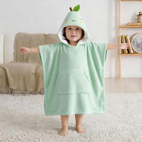 Bebamour Baby Hooded Towels Wearable Hooded Towel for Boys Girls Absorbent Hooded Towel for Toddlers, 25"x 25", 0-6 Years, Green