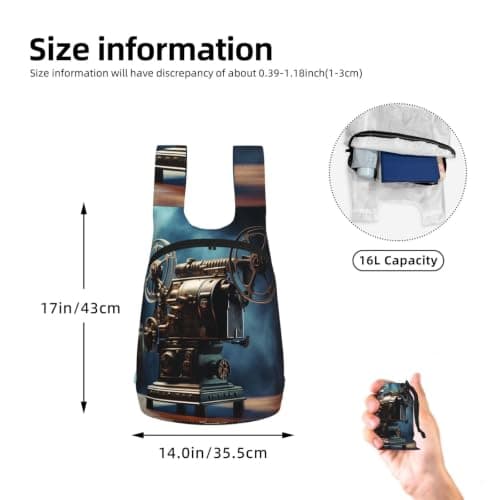 QMKFWT Old Movie Projector Backpack - Lightweight 16L Foldable Hiking Daypack Packable Back Pack Travel Bag Zipper — view 3