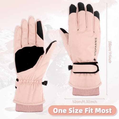 Ski Gloves Women Waterproof Winter Thermal Touchscreen, Snow Gloves Windproof Fleece Lined Snowboard Cycling Bike Use,Pink — view 5