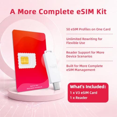 9ESIM V3 Flagship eSIM Card & Reader Kit, Universal SIM-eSIM Adapter for All Smartphones & Android Devices, 1.5MB Storage, 50 Profiles, Premium STK Chip, Pre-Cut for Global Travel USA/Europe/JP/China — view 3
