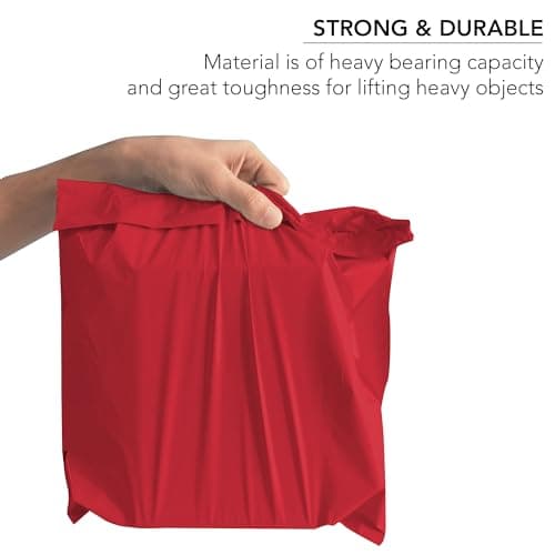 iSOUL Poly Mailer Bags 12x16 Self-Seal, Shipping Envelopes Strong, Waterproof, Tamper-Proof Polythene Packaging for Clothes, Bedding & Parcel Bag Shipping Post Bag Envelopes 50 Pack Red — view 3