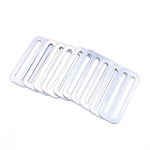 Namvo 10Pcs Metal Tri-Glide Slides Buckles Kit 50mm, Tri-Glide Slides Square Ring Slide Adjusters Buckles Webbing Belts Buckle for Belt Bags DIY Accessories — view 4