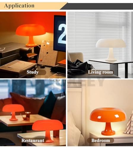 KUXEEY Mushroom Rechargeable Table Lamp – Orange Touch Cordless Lamp | Wireless Battery Powered 3 Color Light Dimmable Replaceable Battery Cozy Modern Aesthetic Room Decor Bedside Bedroom Living Room — view 6