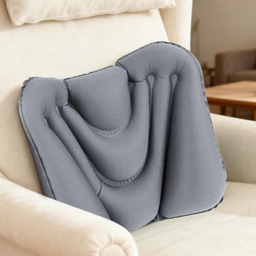 2 Pieces Inflatable Lumbar Pillows 45x31 Cm Gray PVC Breathable Foldable Lower Back Pillow Ergonomic Back Cushion Car Lumbar Support For Adults Travel Camping Outdoor Home Office Chair — view 3