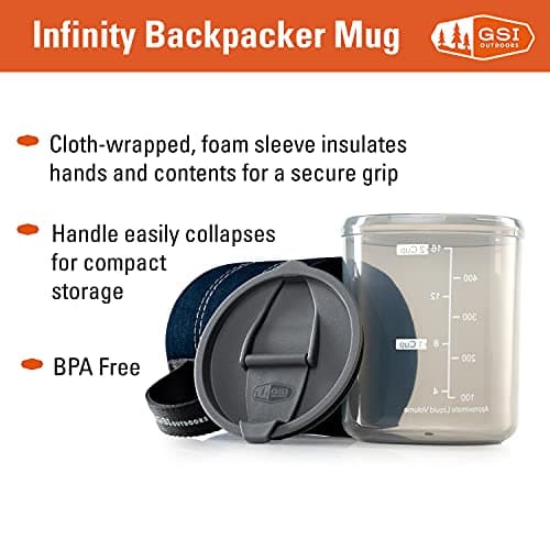GSI Outdoors Infinity Lightweight Neoprene Backpacker Neoprene Mug for Camping and Backpacking - 17 oz - Heathered Blue — view 5