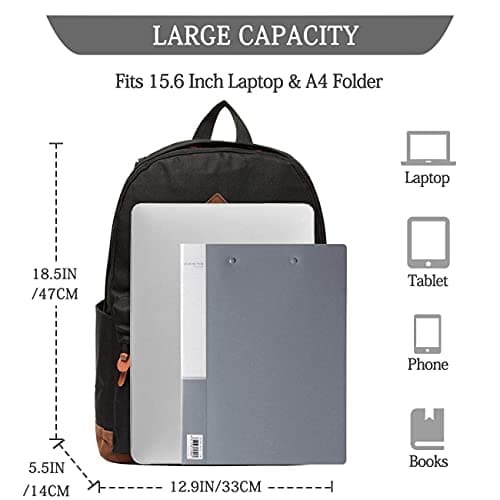 Backpack for Men and Women, VASCHY School Backpack, Laptop Backpack, Leisure Backpack, black, standard size, Daypack Backpacks — view 2