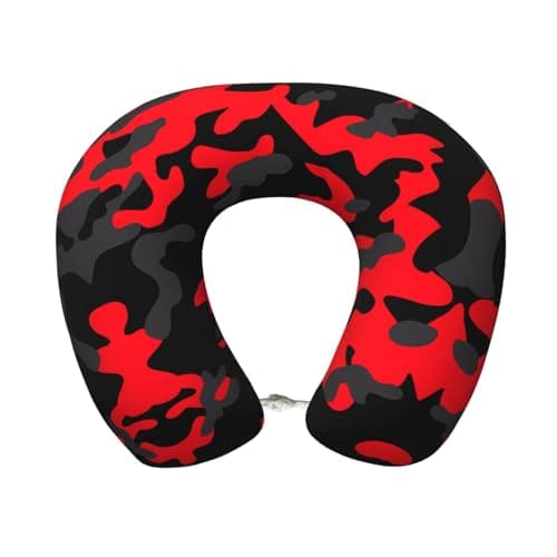 ZhRiYan Red Camo Memory Foam Travel Pillow - U-Shaped Neck Support, Perfect for Cars, Home Office, and Leisure Activities.