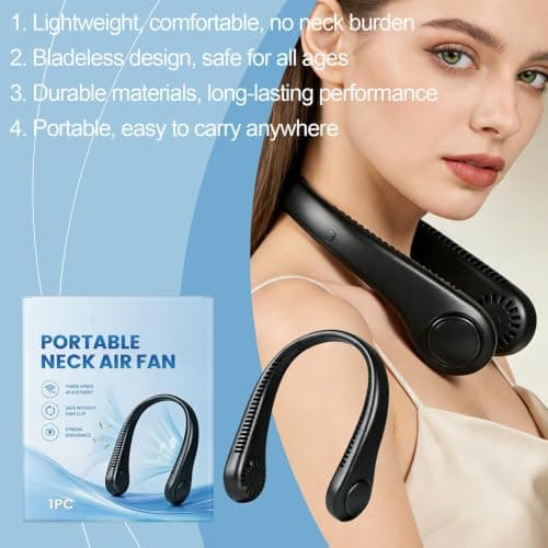 Portable Neck Fan, Hands-free Leafless, 360-degree Cooling — view 5