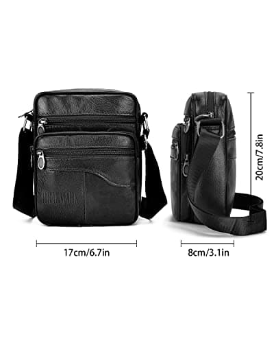 Realmark Men's Leather Shoulder Bags Genuine Leather Cross Body Bag Messenger Business Handbags Small Side Satchel Crossbody Bag — view 4