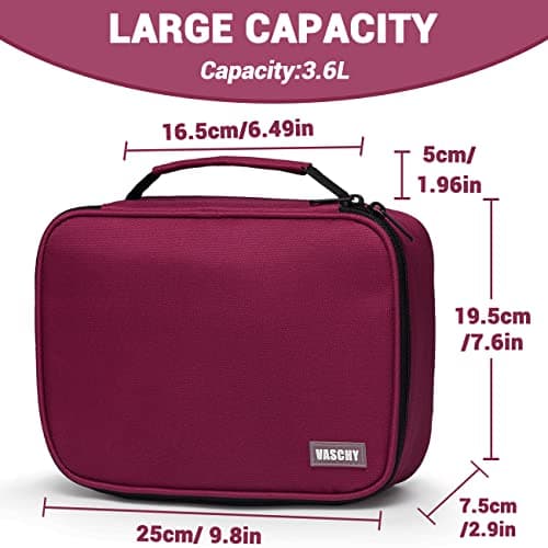 VASCHY Large Pencil Case, Pen Pouch Bag with Detachable Layers for Girls Portable Aesthetic Maker Holder with Big Compartment and Top Handle Desk Organizer for Adult Women College Office Burgundy — view 2